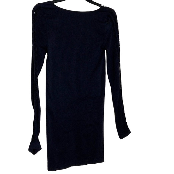 𝅺LONG sleeve black bodycon dress with composition. - Picture 2 of 6